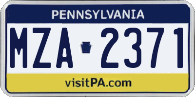 PA license plate MZA2371
