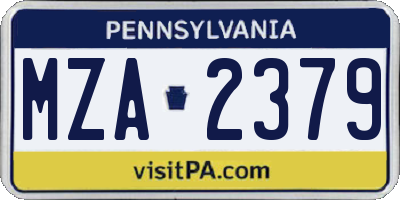 PA license plate MZA2379