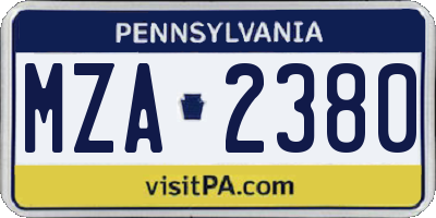 PA license plate MZA2380