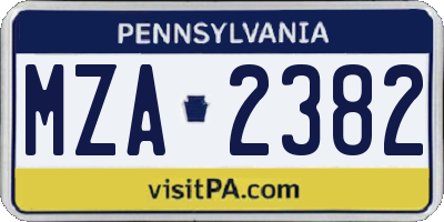 PA license plate MZA2382