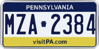 PA license plate MZA2384