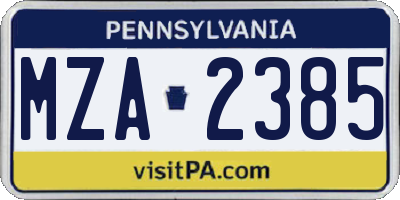 PA license plate MZA2385