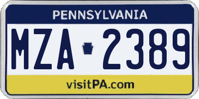 PA license plate MZA2389