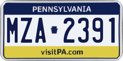 PA license plate MZA2391