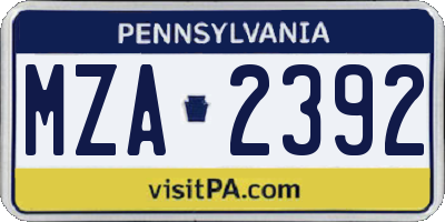 PA license plate MZA2392