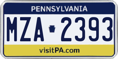 PA license plate MZA2393