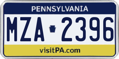PA license plate MZA2396
