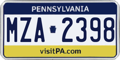 PA license plate MZA2398