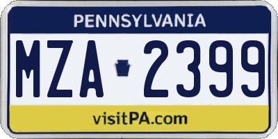 PA license plate MZA2399