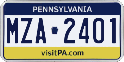 PA license plate MZA2401