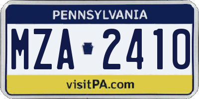 PA license plate MZA2410