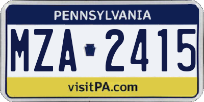 PA license plate MZA2415