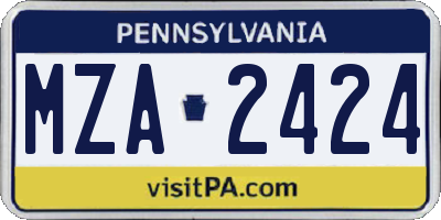 PA license plate MZA2424