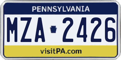 PA license plate MZA2426