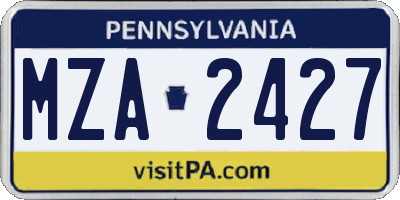PA license plate MZA2427