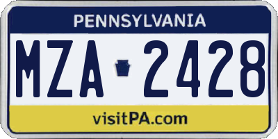 PA license plate MZA2428