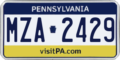PA license plate MZA2429