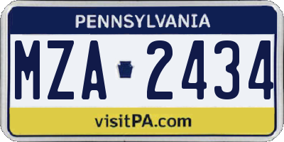 PA license plate MZA2434