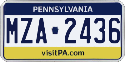 PA license plate MZA2436
