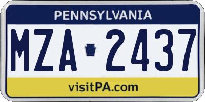 PA license plate MZA2437