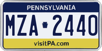 PA license plate MZA2440