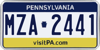PA license plate MZA2441