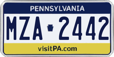 PA license plate MZA2442
