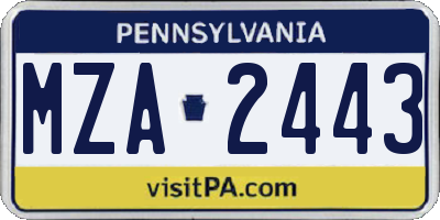 PA license plate MZA2443