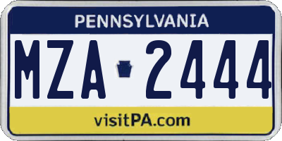 PA license plate MZA2444