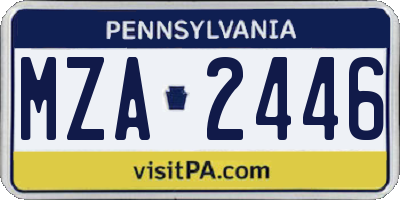 PA license plate MZA2446