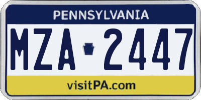 PA license plate MZA2447