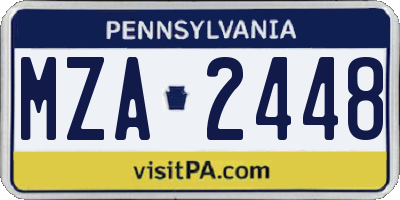 PA license plate MZA2448
