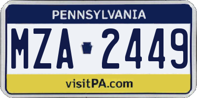 PA license plate MZA2449