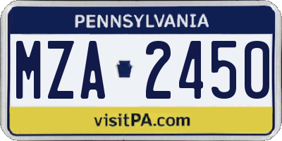 PA license plate MZA2450