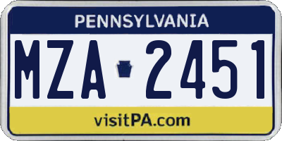 PA license plate MZA2451