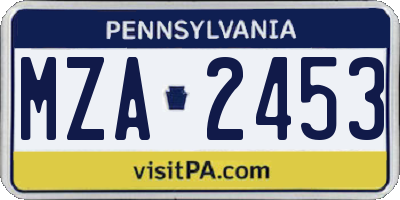 PA license plate MZA2453