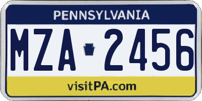 PA license plate MZA2456