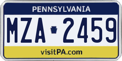 PA license plate MZA2459