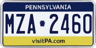 PA license plate MZA2460