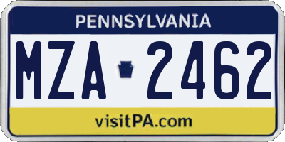 PA license plate MZA2462