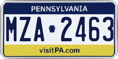 PA license plate MZA2463