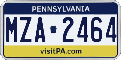 PA license plate MZA2464