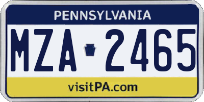 PA license plate MZA2465