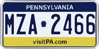 PA license plate MZA2466