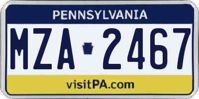 PA license plate MZA2467