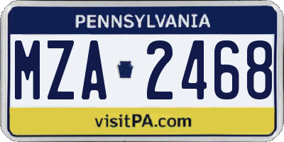 PA license plate MZA2468