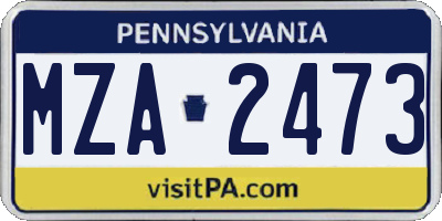 PA license plate MZA2473