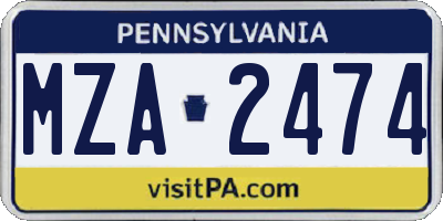 PA license plate MZA2474