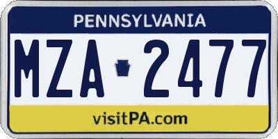 PA license plate MZA2477