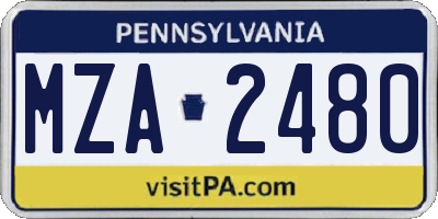 PA license plate MZA2480
